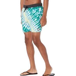 Volcom Beach Bunch 17” Swim Trunks Board Shorts Unlined Multi Color Tie Dye